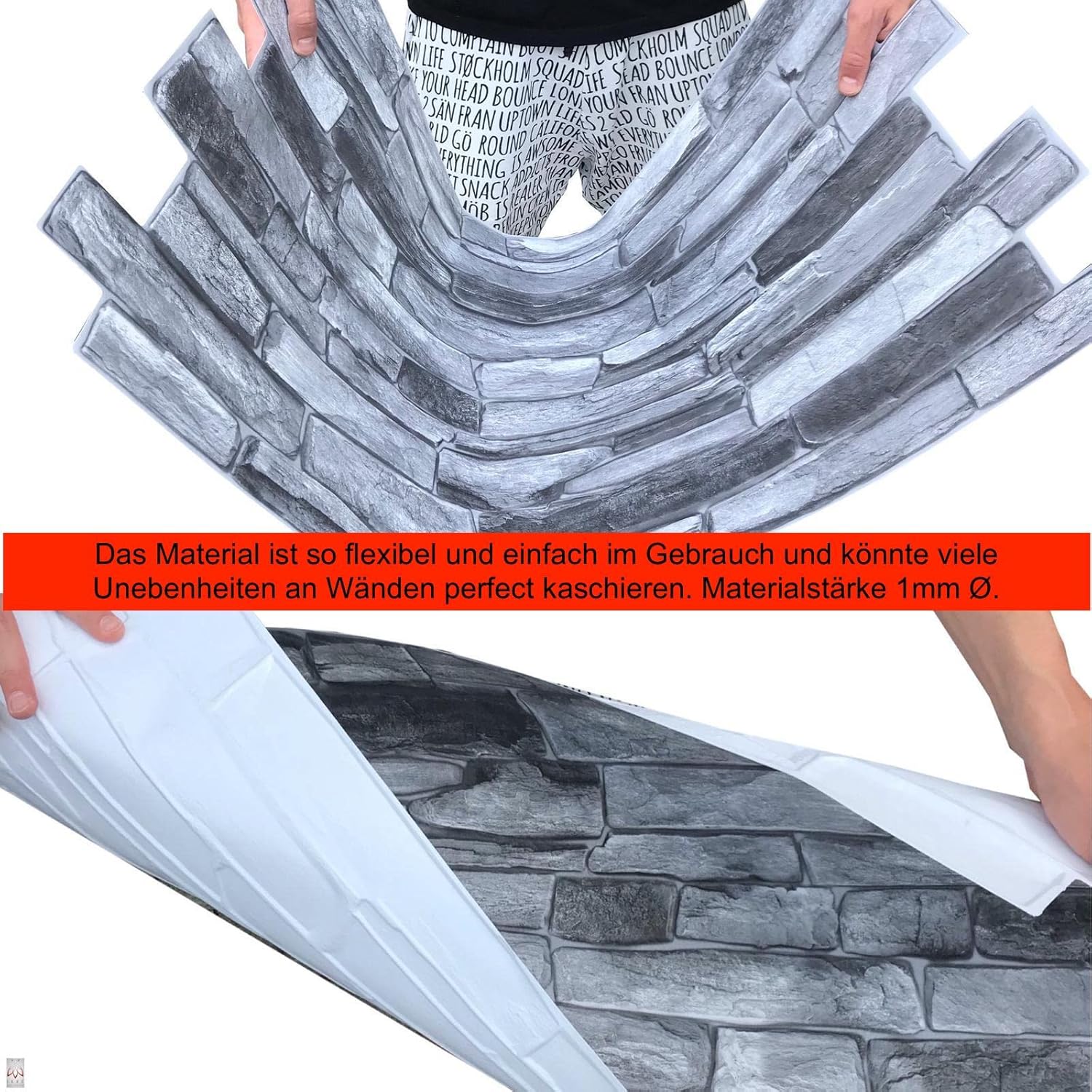 10 Panneaux Muraux 3D en PVC – Imitation Carrelage – 4 m² – Revêtement Décoratif Léger – Épaisseur 1 mm Sandstone Slate - 6