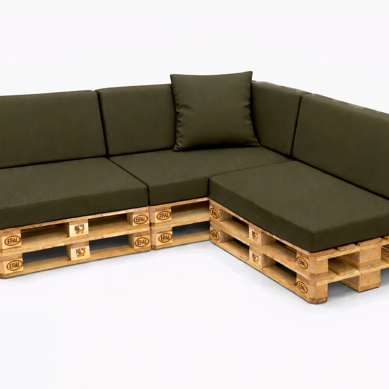 Zestaw 8 poduszek na palety ogrodowe 120×60×10 cm – siedzisko i oparcie 120×40×10 cm, poduszki na meble ogrdowe, zielone