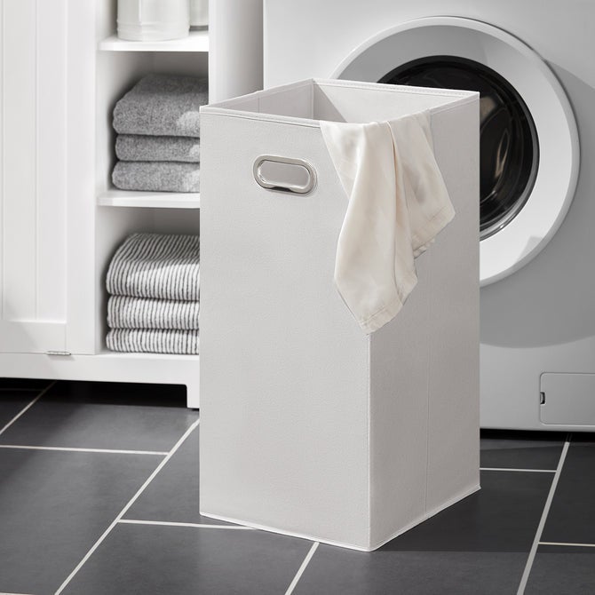 SoBuy Armoire à Linge 2-en-1 avec Sac Amovible, Meuble de Salle de Bain 3 Étagères et Panier à Linge, Blanc, BZR105-W - 7