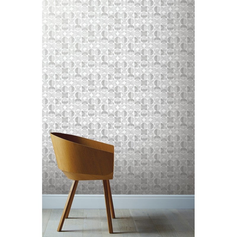 Papel pintado pared geométrico circulo estilo retro - retro circle gris arthouse - rollo de 10 m x 0,53 m