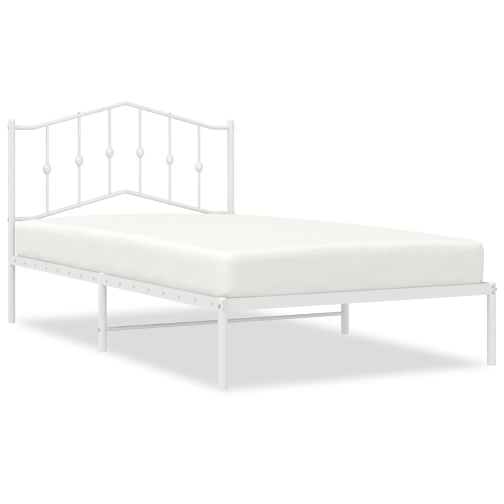 Łóżko Metalowe Białe Rama Łóżko Ze Stelażem Do Sypialni Pokoju 107x203 cm