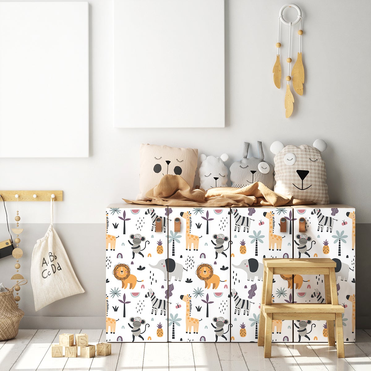 Pegatina muebles para niños animales de la isla tropical - adhesivo de pared - revestimiento sticker mural decorativo - 40x60cm - 3