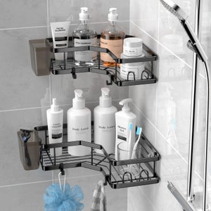 STEUGO Support de Douche d'angle, étagères de Douche d'angle de Salle de Bain, Support de Douche