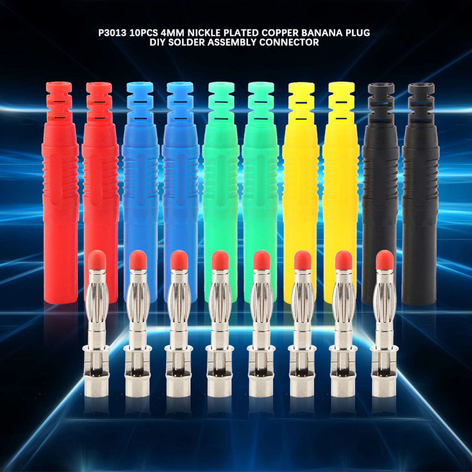 P3013 10 pezzi 4 mm spina a banana nichelato rame fai da te connettore di saldatura - 2