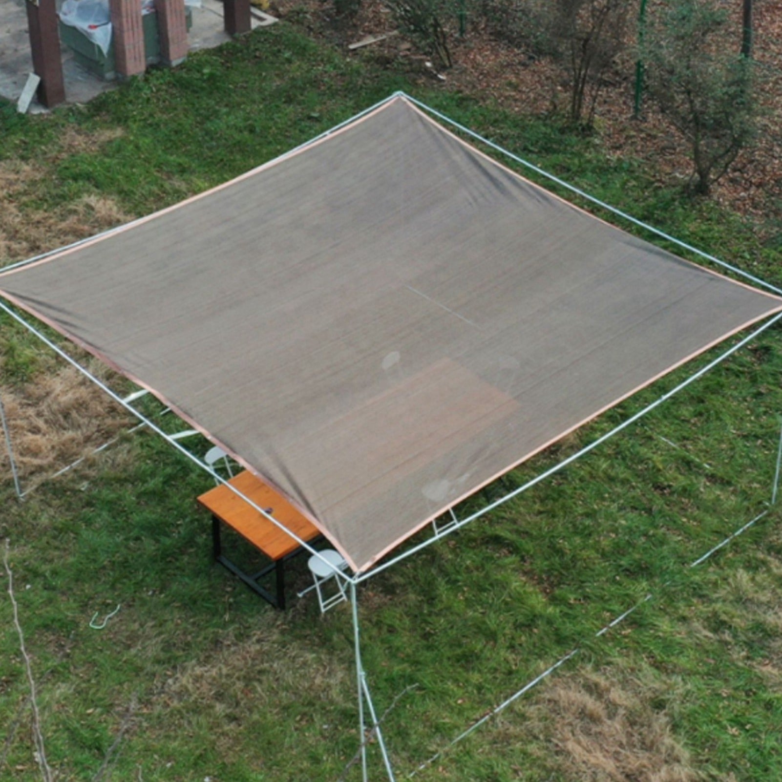 Tendalino parasole in tessuto polietilene con 4 corde per giardino esterno terrazza bar 3x5 m/9,84x16,4 piedi - 5