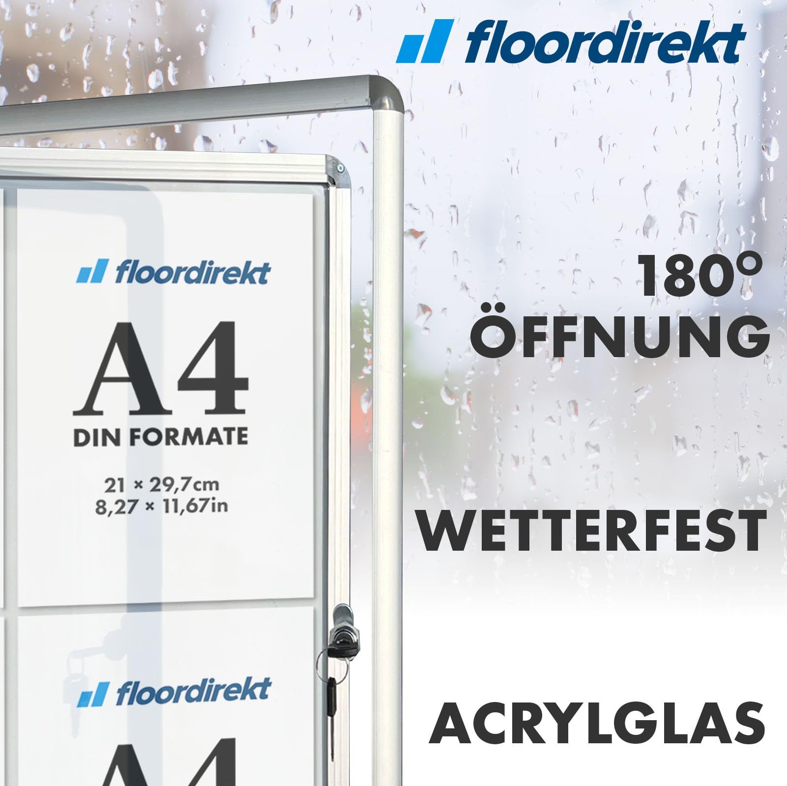 Panneau d'affichage en aluminuim 12 x A4 avec serrure à clé - 5