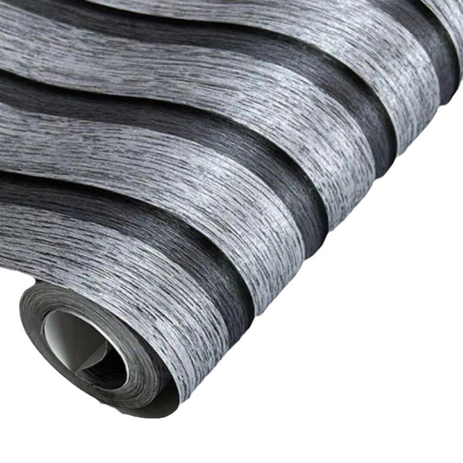 Tapeta imitująca drewno, czarna, szara, panele akustyczne, efekt 3D, styl skandynawski, wygląd naturalny, nowoczesny, 10 x 0,5 m