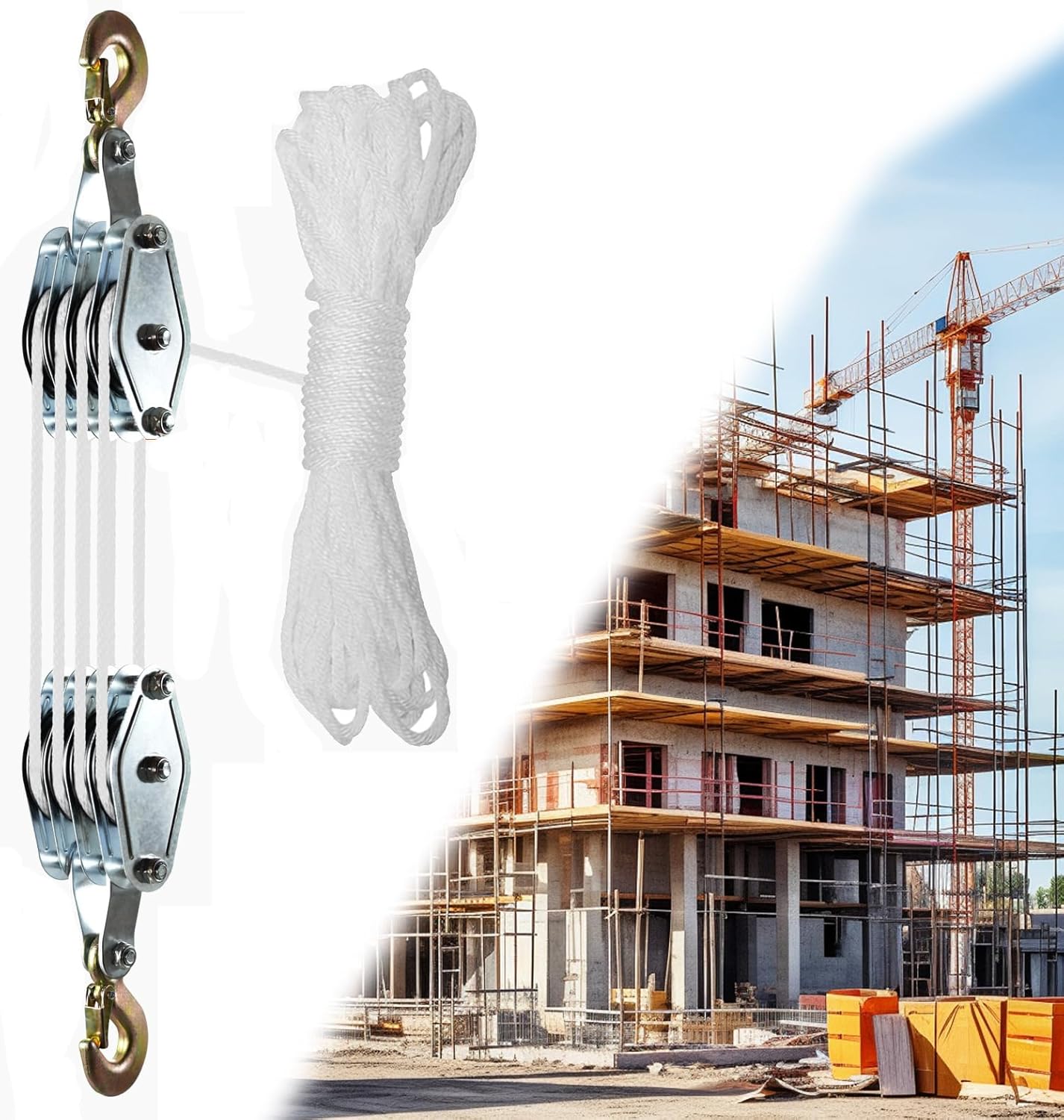 Levage Charges Lourdes Garage Chantier Roadtime Poulie Pour Charges Lourdes Avec Frein à Câble En Nylon De 20 Poulies Multiples 8x Levage Charges Lourdes Garage Chantier Roadtime Poulie Pour Charges Lourdes Avec Frein à Câble En Nylon De 20 Poulies Multiples 8x