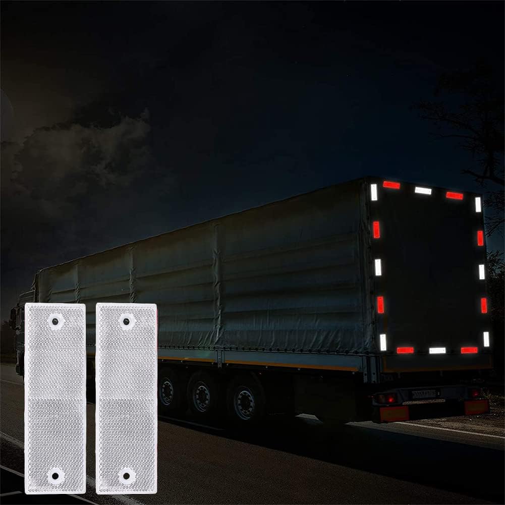 10 segnali di avvertimento riflettenti, catarifrangenti di sicurezza, catarifrangenti per camion, bianchi - 5