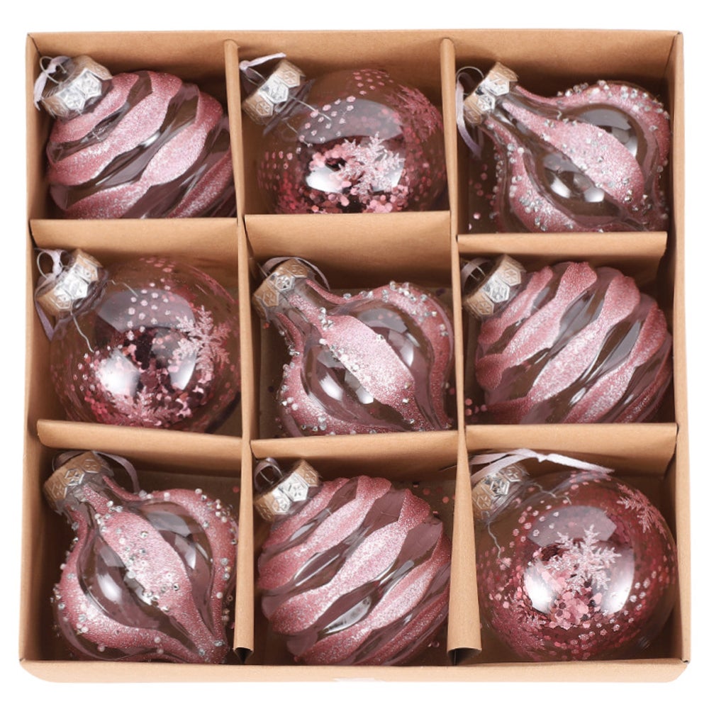 Lot 8 Boules De Noël Incassables Rouge & Blanc - Peinture Délicate Rayures & Pois, Décorations Sapin Mariage Noël Festif