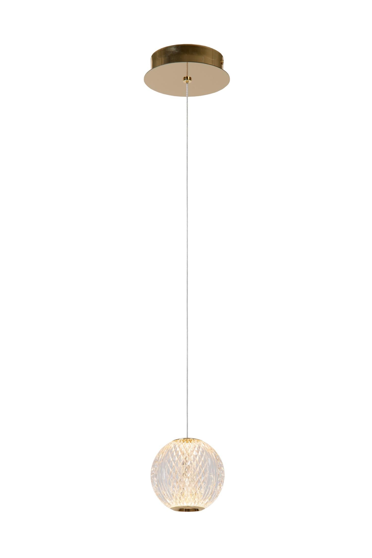 Lampa wisząca LED CINTRA 4.2W Ciepła biel 250lm akryl złoto-odcienie złota wym:150x14x14cm IP20 Lucide