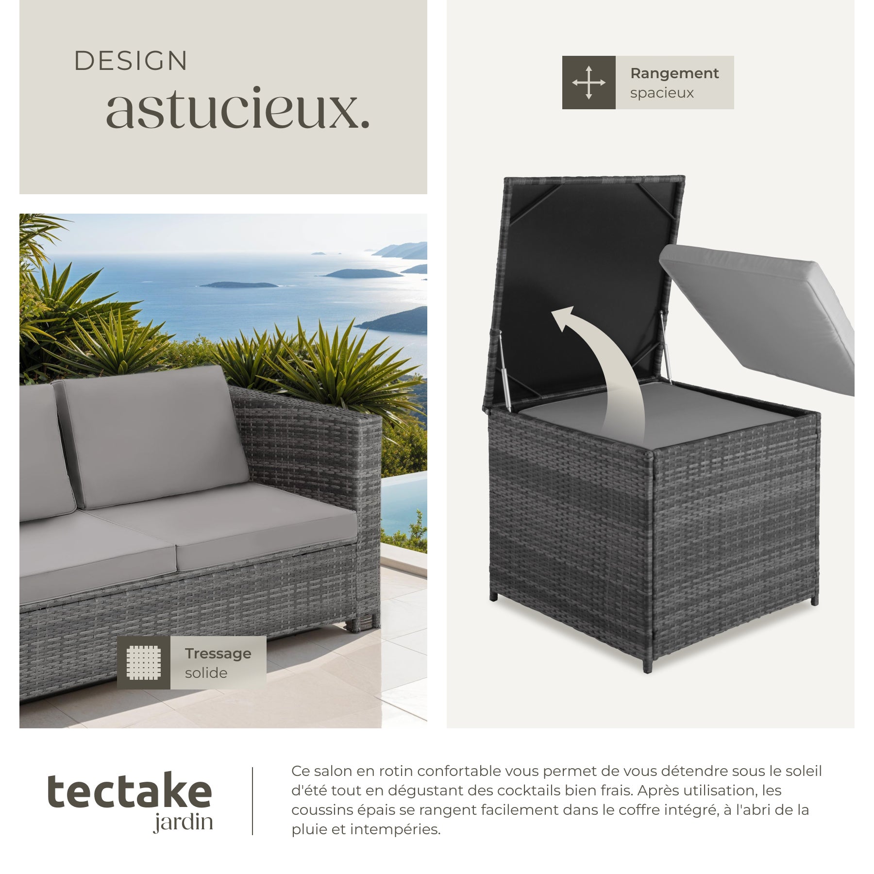 Salon bas de jardin en Acier Gris 4 personnes - 4