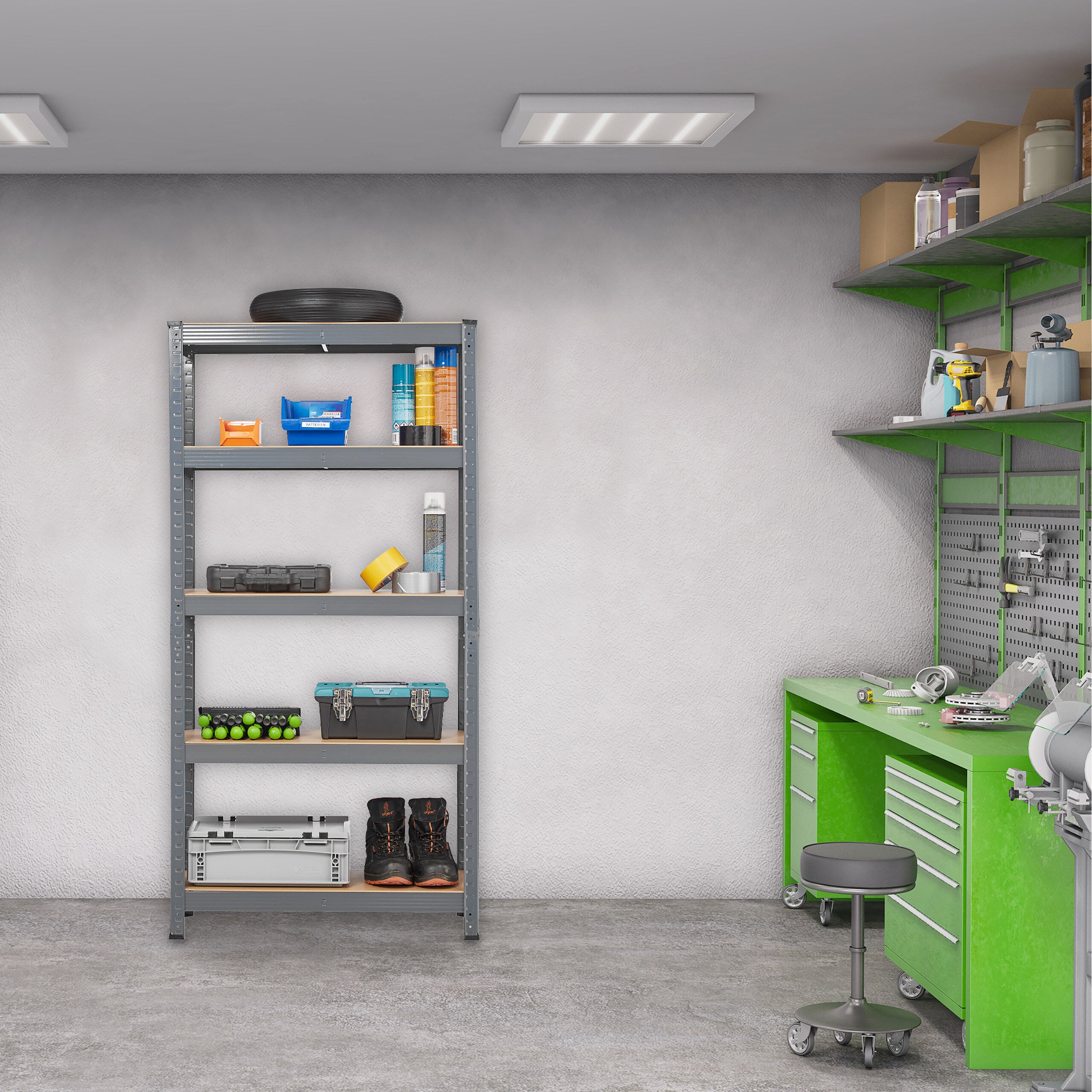 Scaffale Metallico Relaxdays 150x75x30 Cm, 5 Ripiani - Portata 875 Kg, Argento