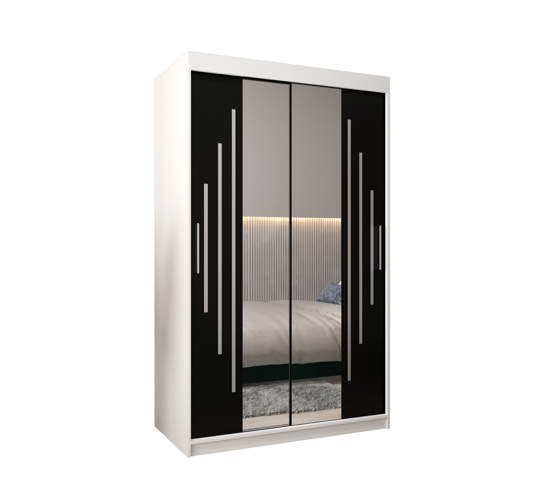 Szafa przesuwna garderoba York 1 120 x 62 x 200 cm Biały + Czarny - Abiks Meble