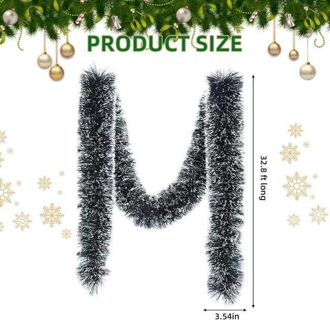 Guirlande Sapin De Noël 10M Vert Foncé Avec 24 Nœuds Rouges - Décoration Intérieur Extérieur