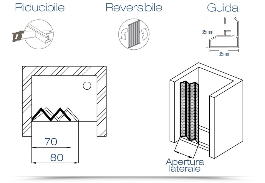 Puerta de Ducha 100 CM de PVC mod. Vergine con apertura Lateral - 6