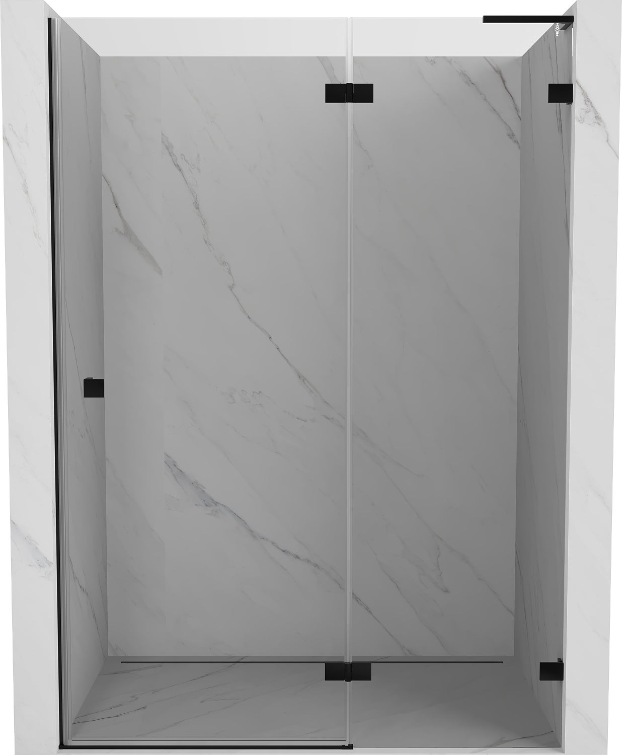 Mexen Lunar L drzwi prysznicowe uchylne prawe 130 cm, transparent, czarne - 834L-130-000-70-00-P