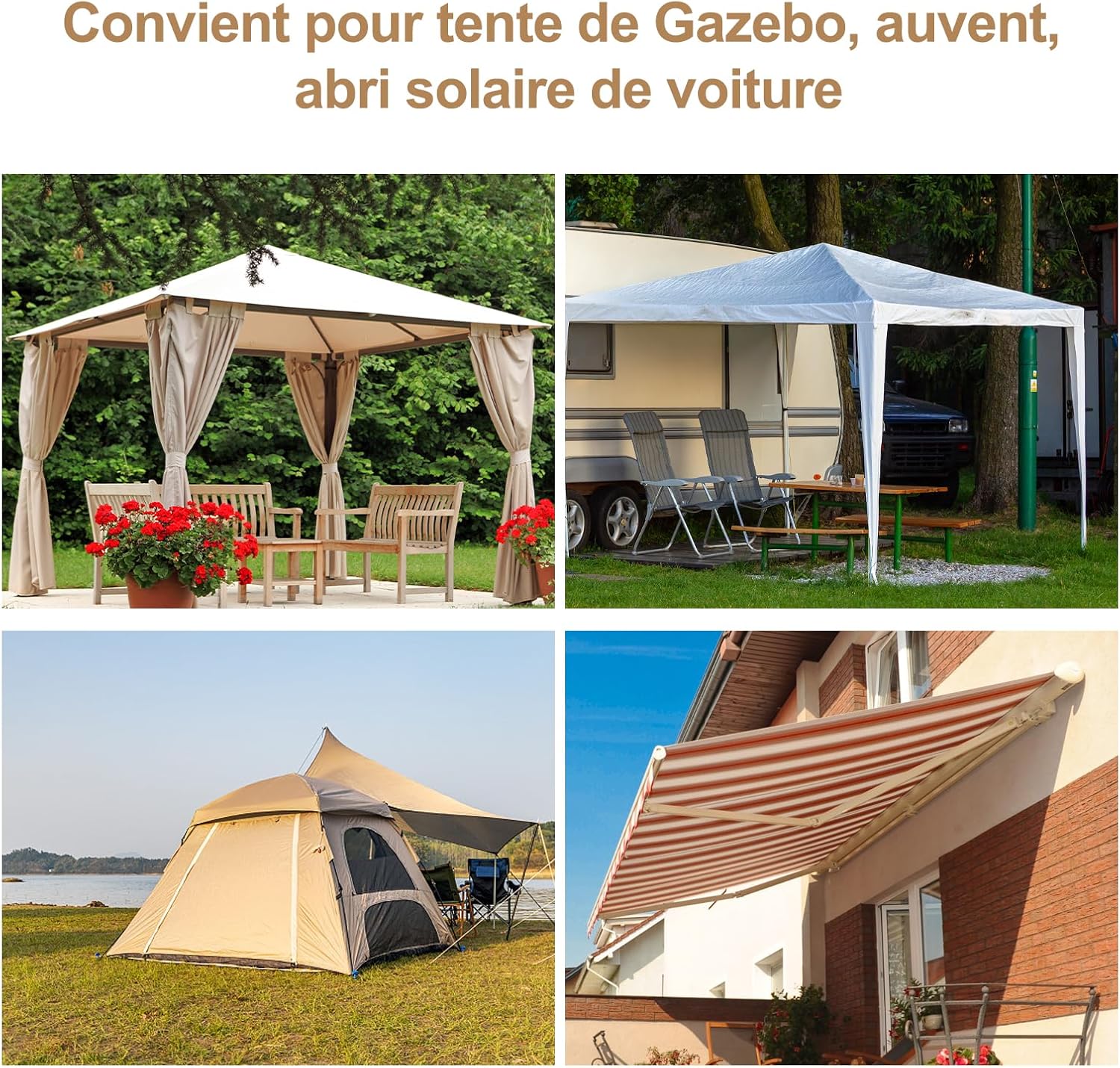 kit réparation de Tente, Ruban Adhésif de Réparation de Bâche pour tente, auvent, tonnelle, résistant aux UV, kit de réparation de crevaison (gris) - 3
