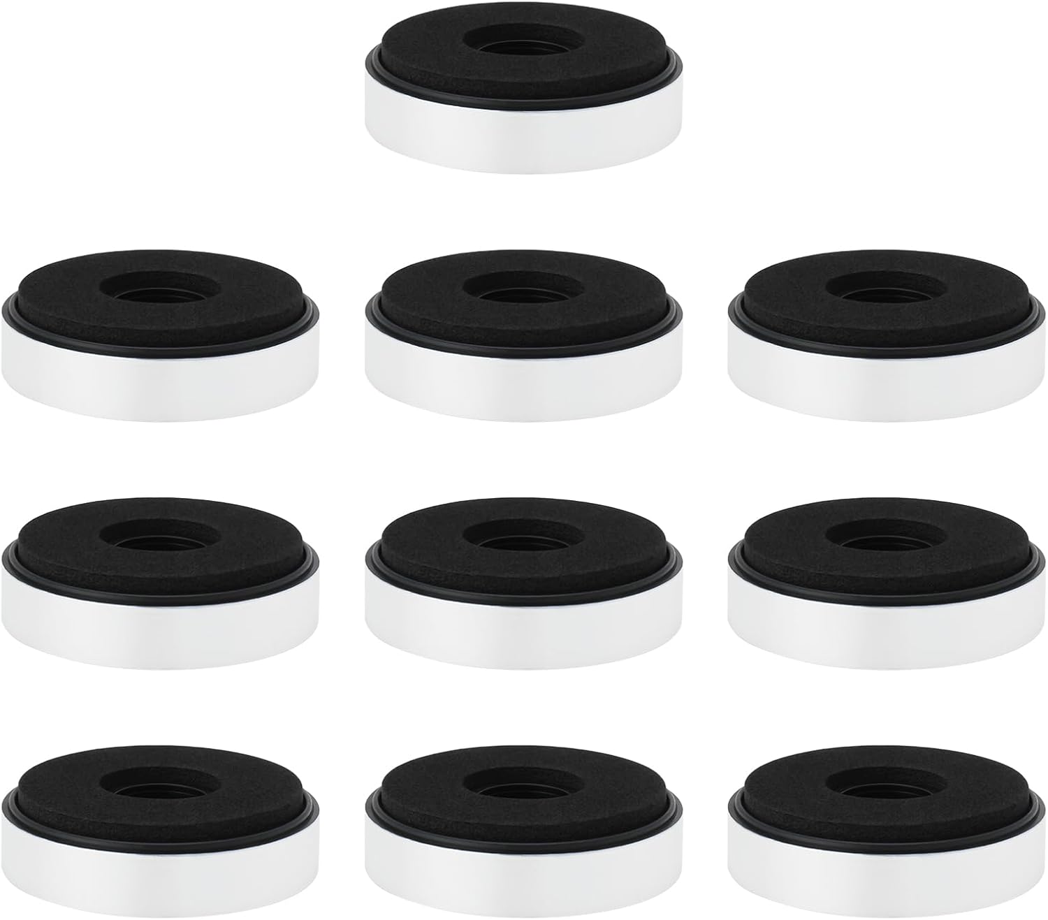 4 Piedini Isolanti In Alluminio HiFi – Supporti Antivibranti 50x20 Mm Per Amplificatori, Giradischi E Subwoofer, Nero