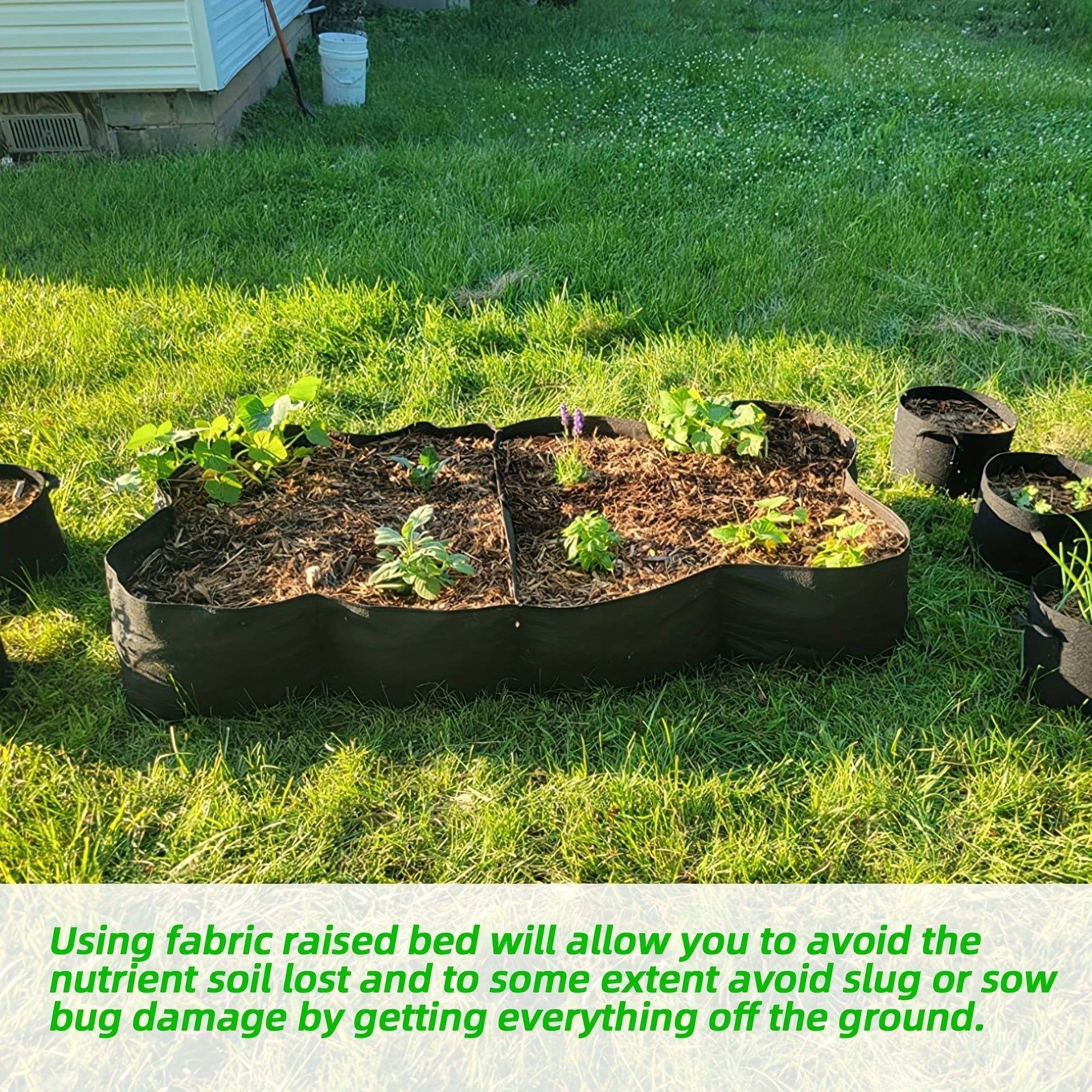 Lit de jardin surélevé en tissu à 4 grilles, lit de légumes surélevé, lit de plantation surélevé, sac de plantation de jardin, pot de fleur, 1 pièce - 4