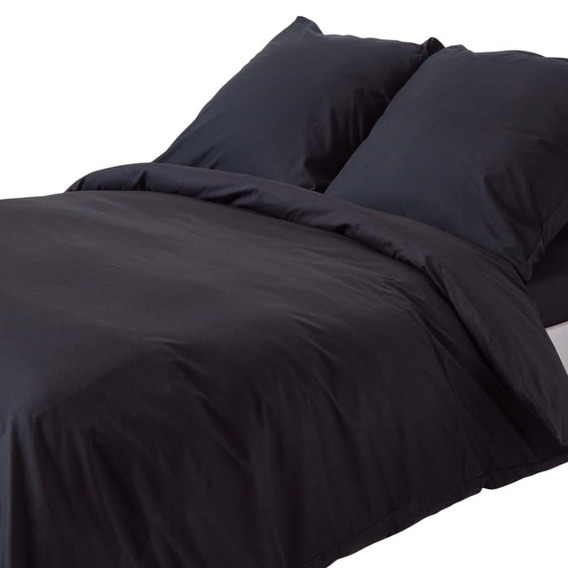 Homescapes Parure de lit Noir 100% coton Egyptien 200 Fils 240 x 220 cm