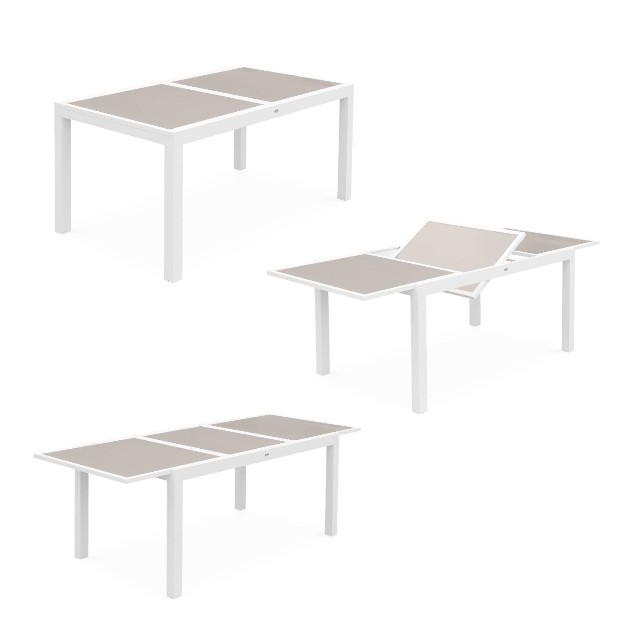 Mesa de jardín extensible de aluminio con 6 sillas Blanco - 210x90x75 cm - 4