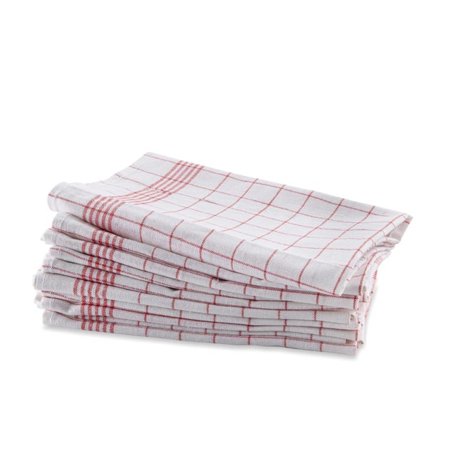 Lot de 6 torchons de cuisine à carreaux rouges, chiffons en coton, sets de table portables, adaptés aux restaurants et salles de bain, 45 x 62 cm