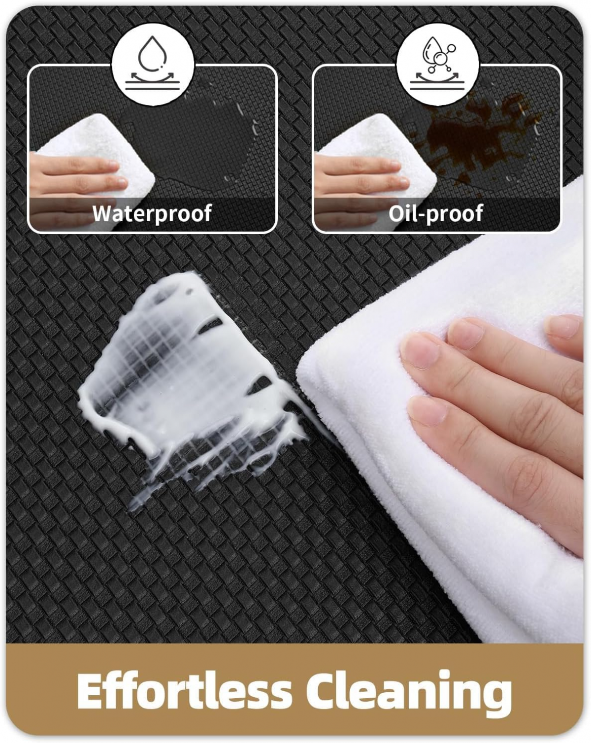 Tapete de Cozinha Antiderrapante em PVC Cor G Lavável para Cozinha em Frente ao Lava Louça Antifadiga Impermeável Resistente a Óleo Preto - 5