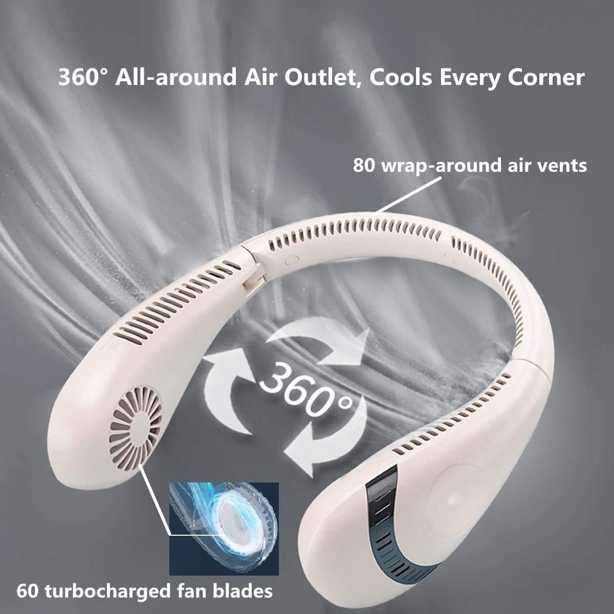 Wentylator na szyję Wentylator na szyję Wentylator USB z 3 prędkościami, przenośny do biura, podróży i na kemping na świeżym powietrzu