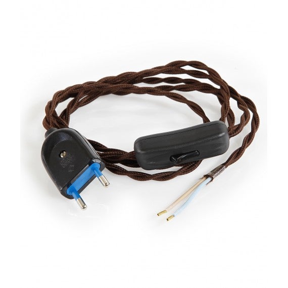Câble Électrique Torsadé Marron Prémonté avec Fiche et Interrupteur — free download