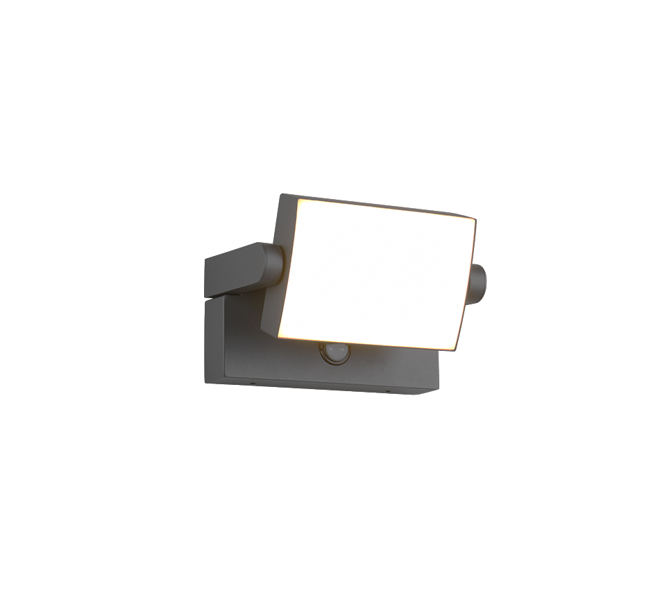 Kinkiet zewnętrzny LED z czujnikiem KANSAS antracyt 10W Ciepła biel 1000lm aluminium wym:10x20x15cm IP54 Trio
