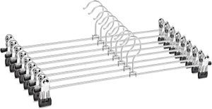 Lot De 2 Cintres à Pantalons Avec 24 Clips - Métal, Réglables 360°, Antidérapants, Gain De Place !
