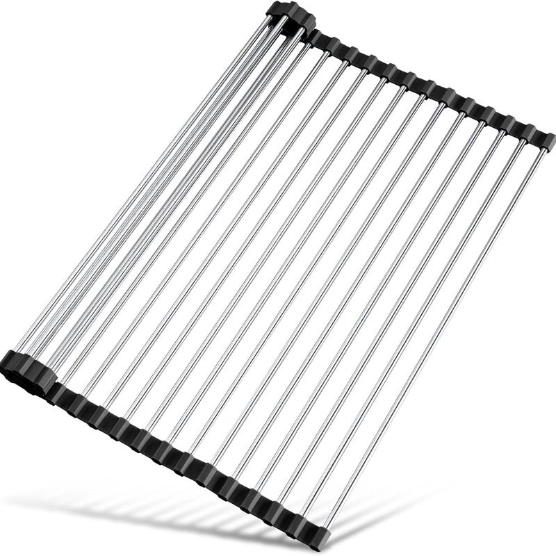 Składany i wyjmowany ociekacz do naczyń 47 x 36 cm - Ociekacz do naczyń ze stali nierdzewnej - praktyczny dodatek do domu - czarny