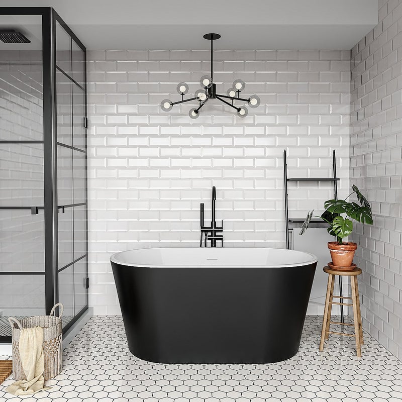 Wanna wolnostojąca owalna - 180 L - 130 x 71 x 58 cm - Czarna - Akrylowa - APOGON