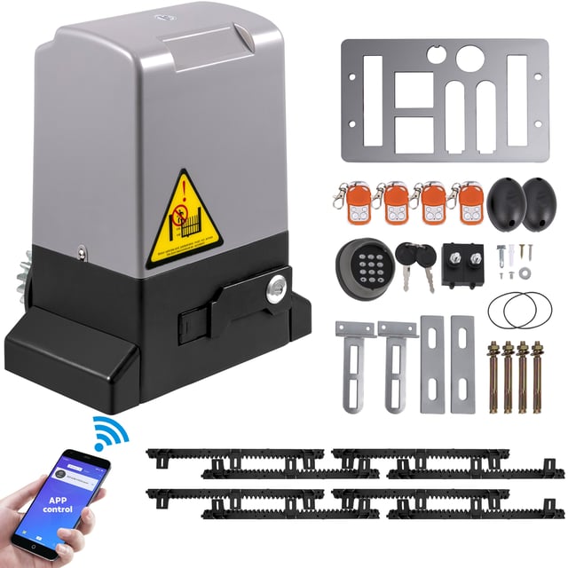 Ouvre-portail coulissant,SucceBuy 1800 kg,4 m,4 télécommandes et contrôle par application,kit complet