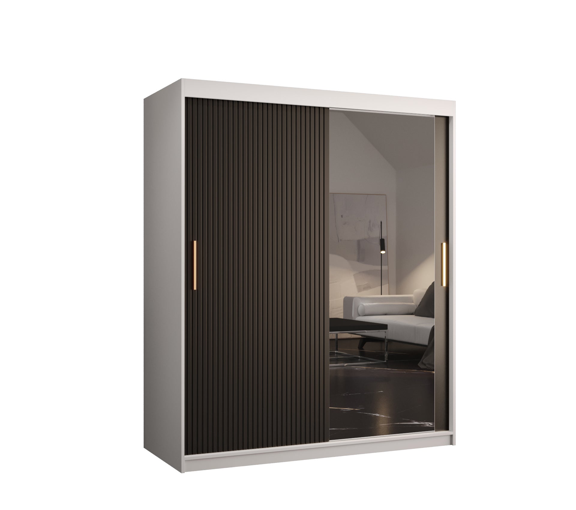 Szafa przesuwna garderoba RIFLO SLIM 2 150 x 62 x 200 cm Biały + Czarny - Abiks Meble