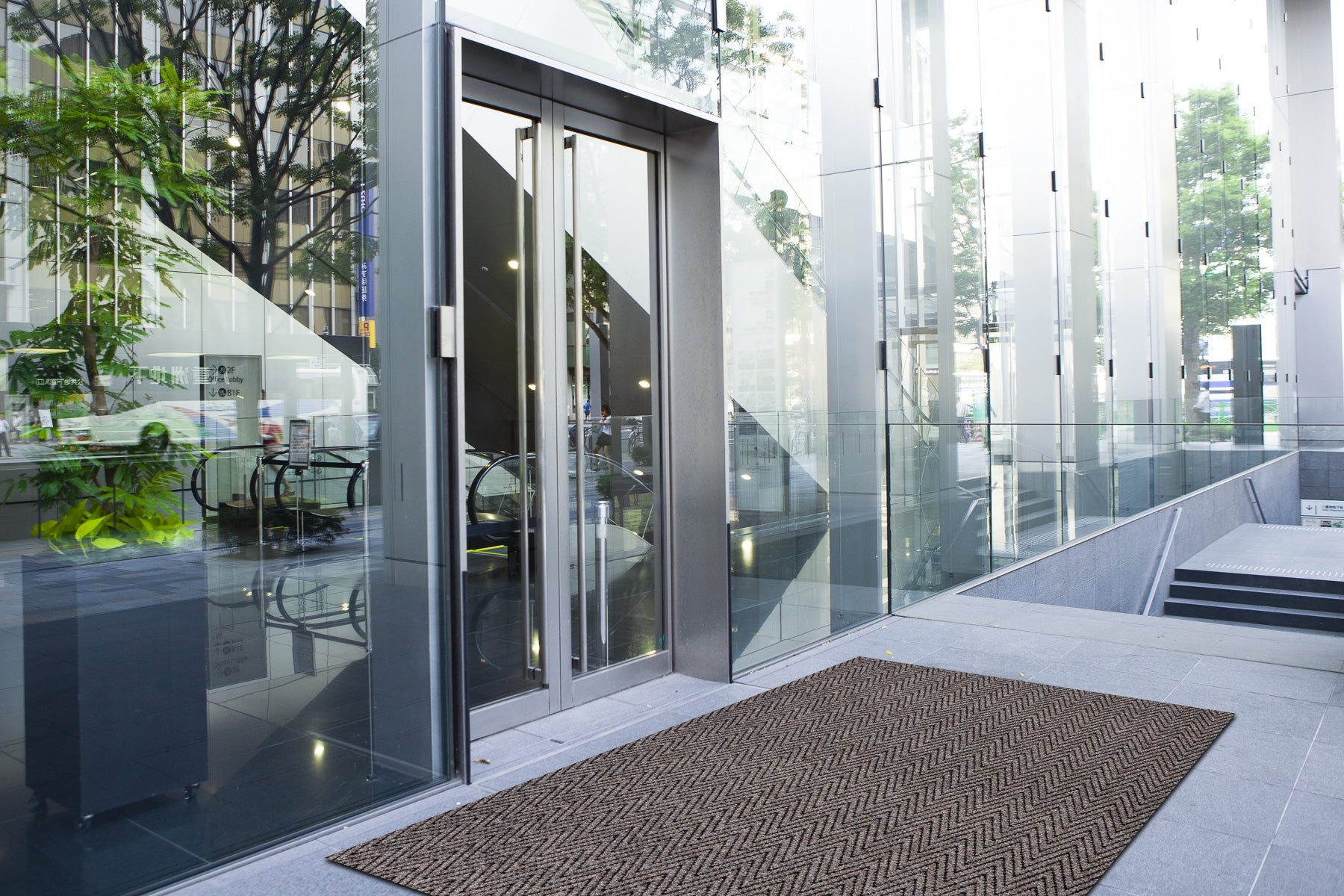 Paillasson antidérapant pour les mètres courants 100 cm MAGNUS 1951 Zigzag extérieur, intérieur beige 100x100 cm - 3