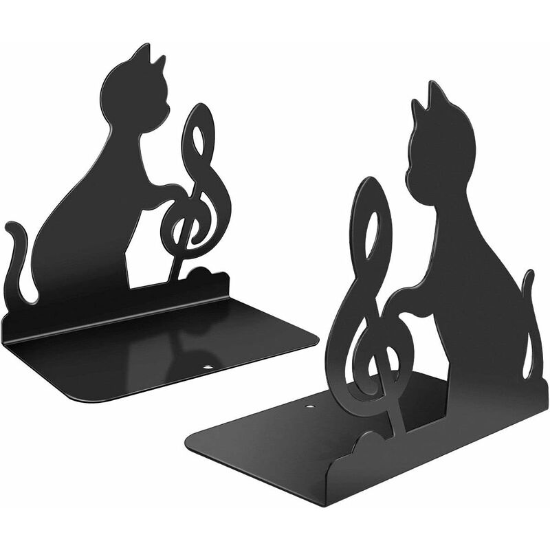 Serre-livres, serre-livres, serre-livres pour étagères, serre-livres pour livres lourds, support décoratif séparateur de livres, serre-livres en métal robuste noir 3 paires, bloque-livres supports