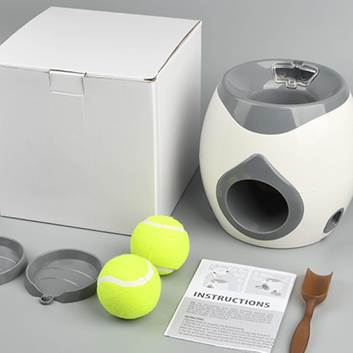 Lanzador automático de pelotas para perro, 2 pelotas de tenis, dispensador interactivo de alimentos, juguetes de exterior para perros - 3
