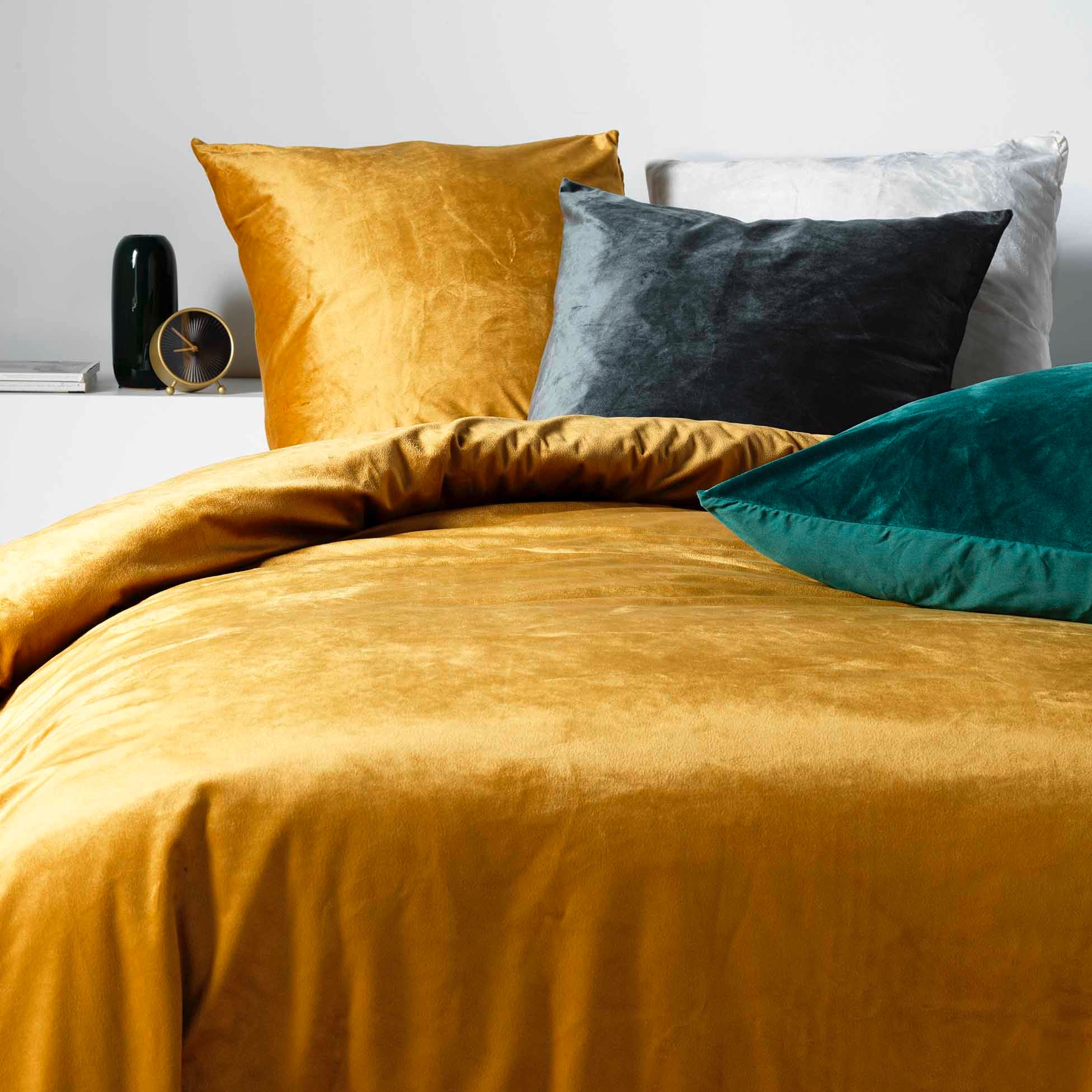 Housse de couette 240 x 220 cm velours uni Velina Emeraude - 5