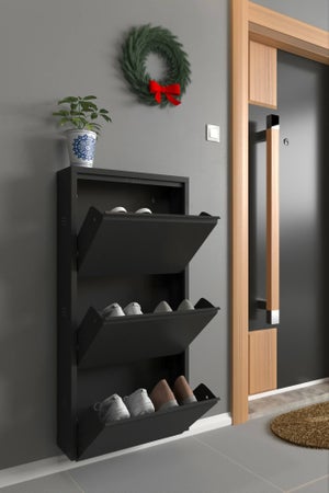Meuble à Chaussures Fin 5 Portes - Capacité 15 Paires, Métal Laqué | Rangement Chaussures étroit Entrée Balcon