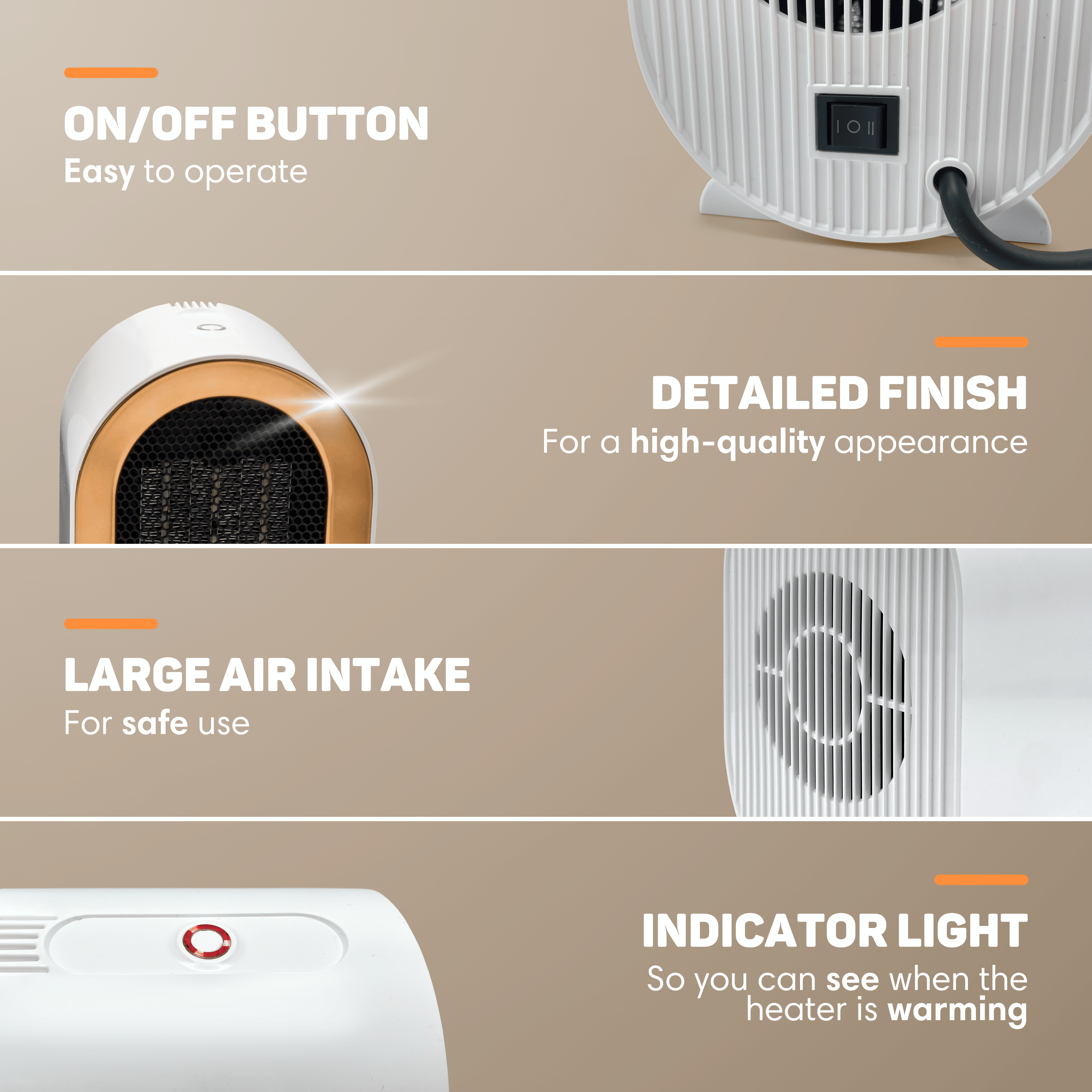 Radiateur Soufflant Vulpes Goods - Chauffage Électrique Pro - 2 Niveaux - 1200W - 4