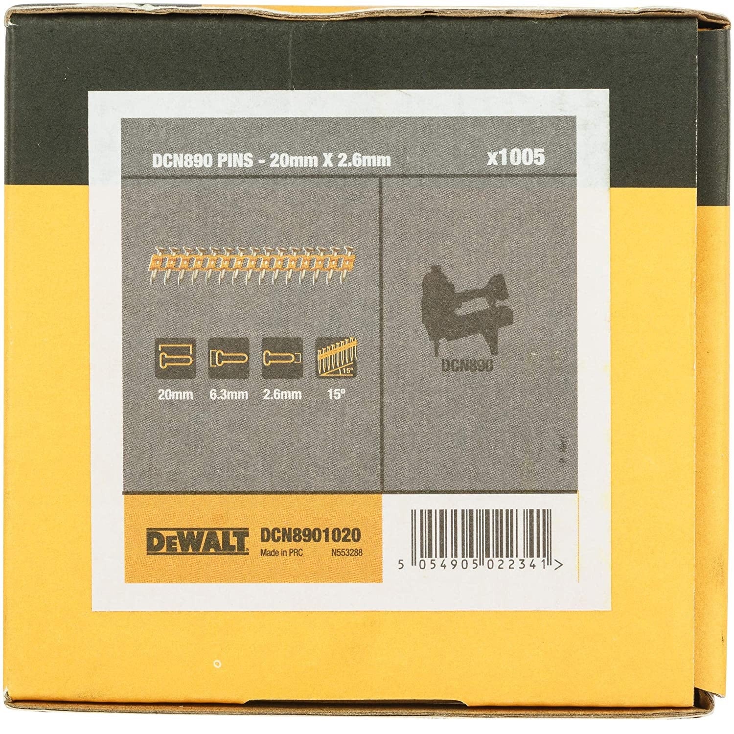 1005 pointes béton standard DEWALT DCN8901020 pour cloueur DCN890, 2.6 x 20 mm - 3