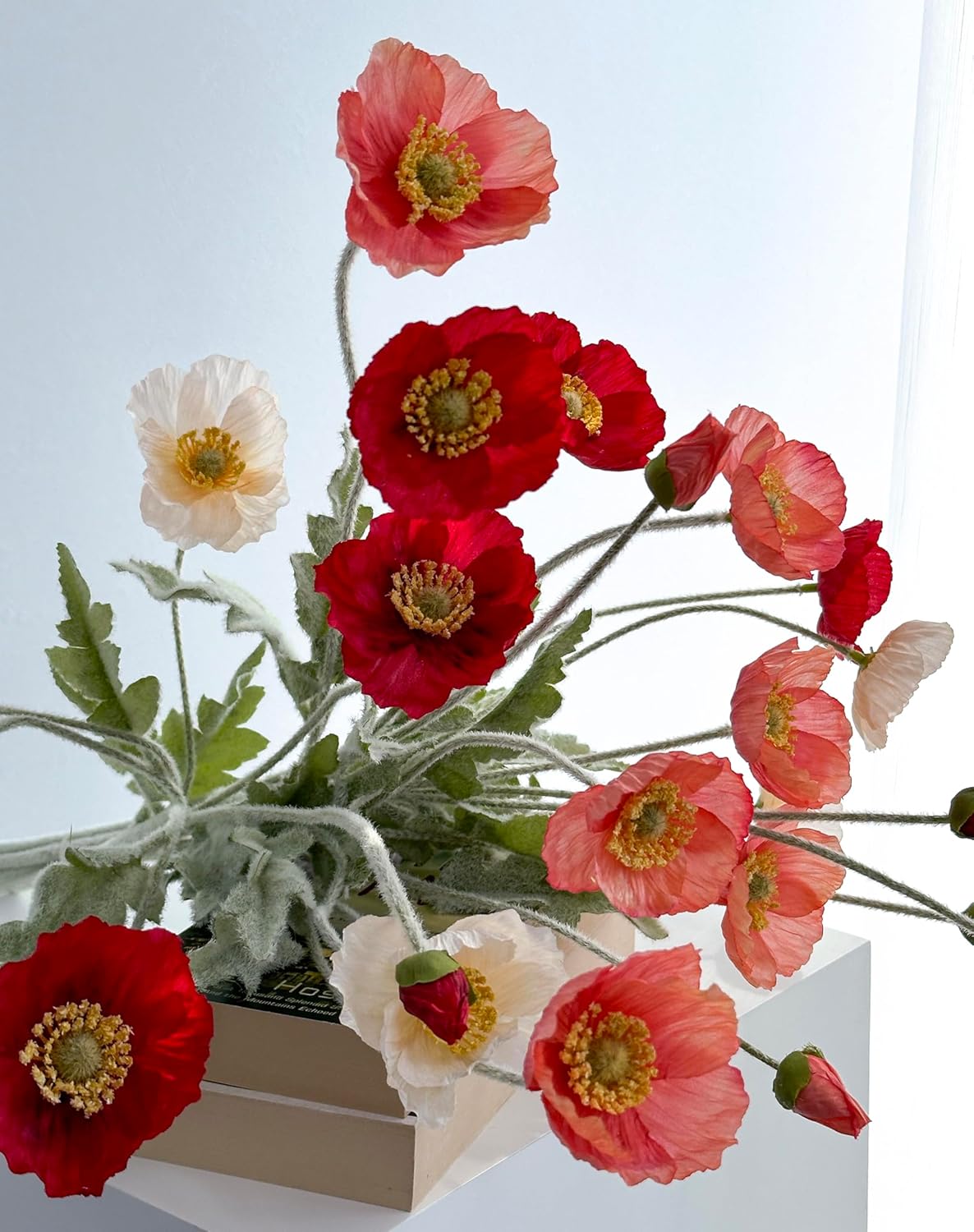 CCUCKY 6 Pezzi Fiori Artificiali Rose, Fiori di Seta con Tocco Reale e Foglie Verdi, Perfetti per Matrimonio, Anniversario, Casa, Ufficio, Decorazione fai-da-te (Bianco