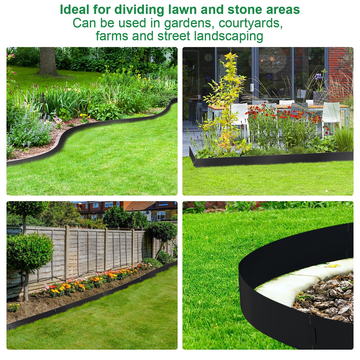 Bordure de pelouse Bordure de parterre Rouleau Palissade de jardin Parterre surélevé Noir 100x18cm 10m - 5