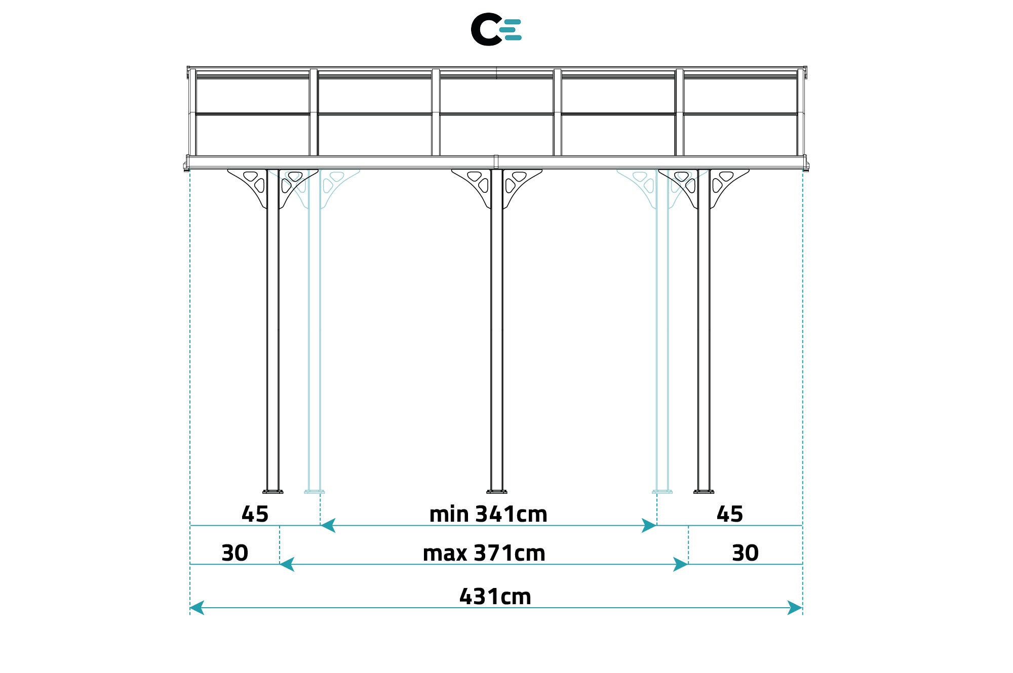 Pergola adossée Gris en Aluminium 13.5 m² - 9