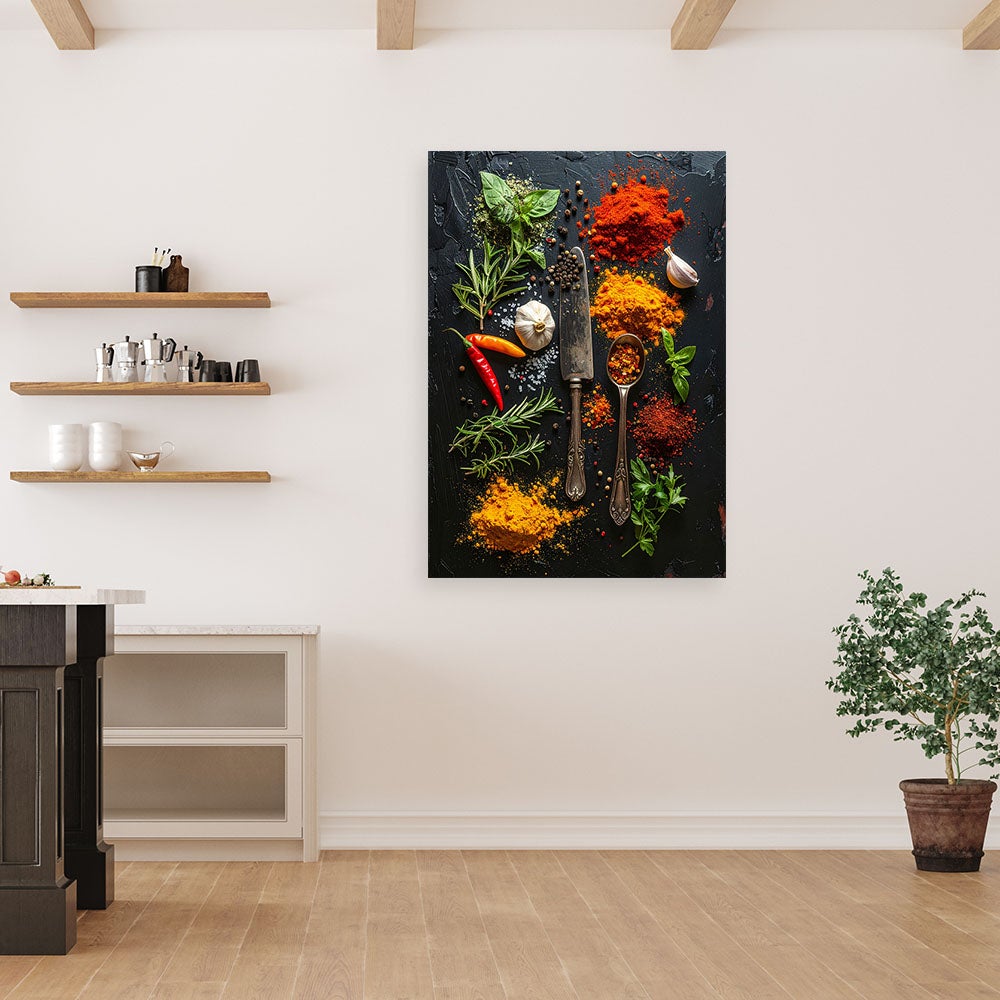Obraz do kuchni restauracji baru jadalni, Przyprawy zioła warzywa 80x120 - 2