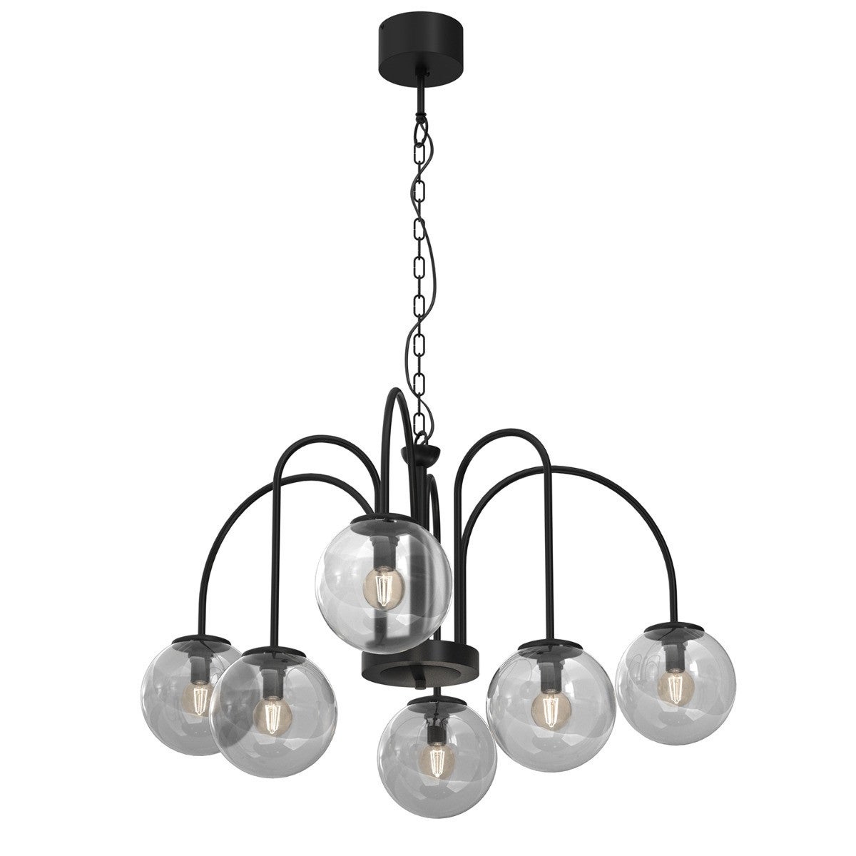 Lampa wisząca Cambridge czarny matowa-przezroczysta 6xE14x15W wym: 120 x 65 x 65 cm szkło Luminex