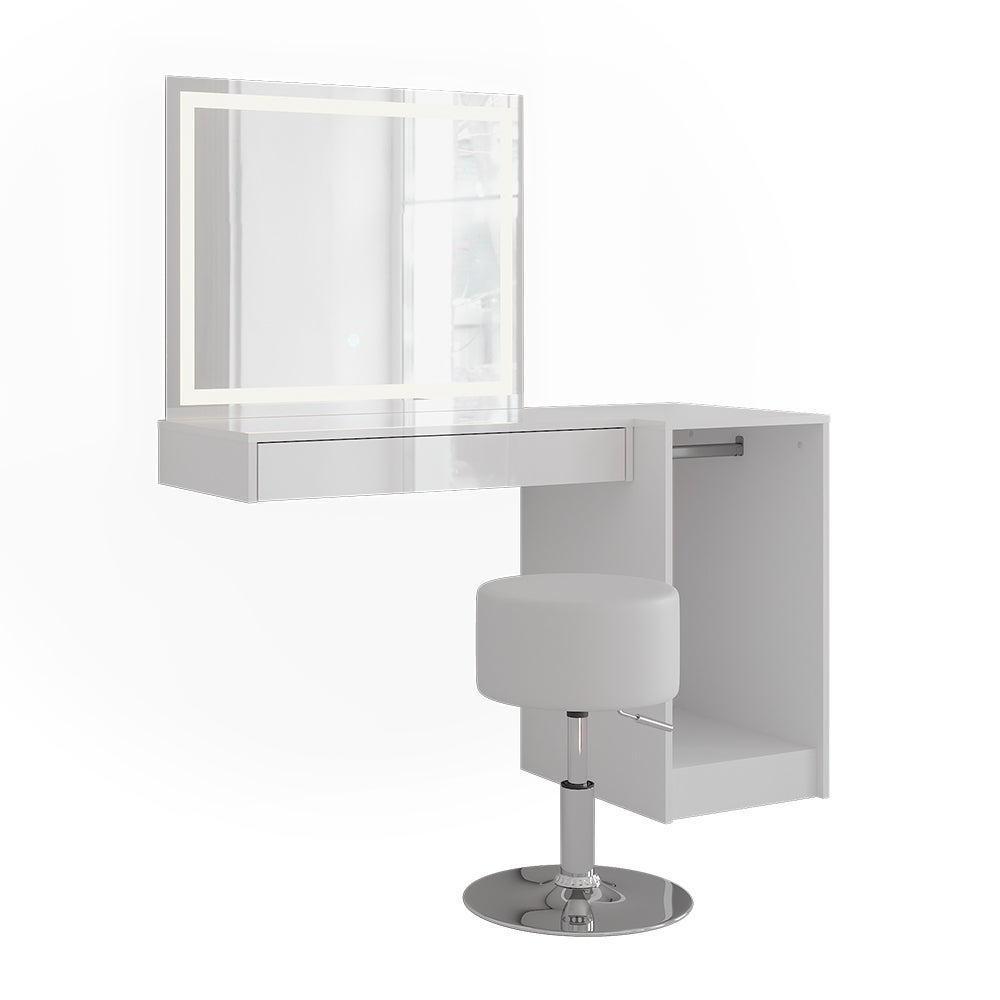Vicco Stół do toalety Sherry, Biały/biały wysoki połysk, 120 cm 4 części