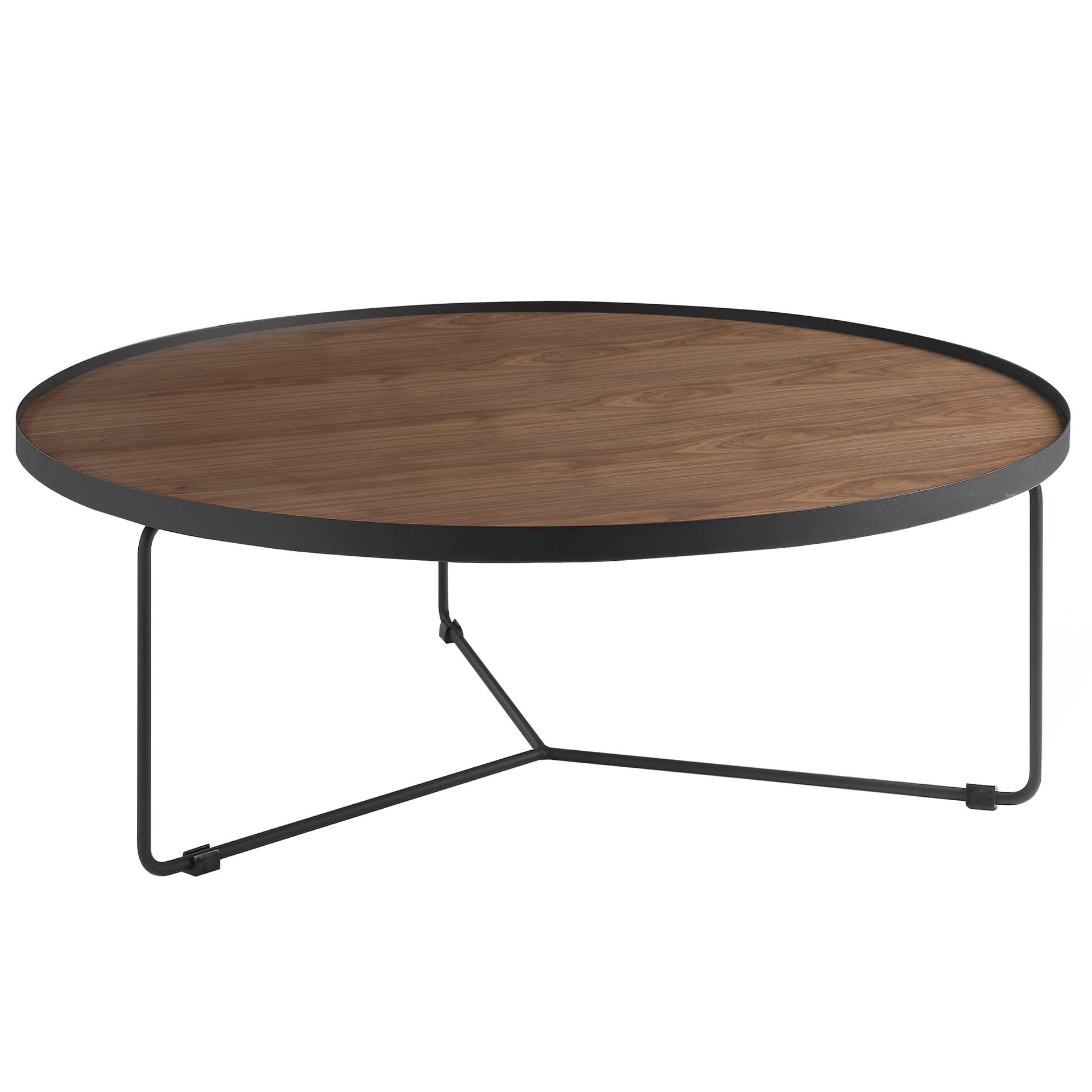 ANGEL CERDA Table basse ronde en noyer et acier noir - 2